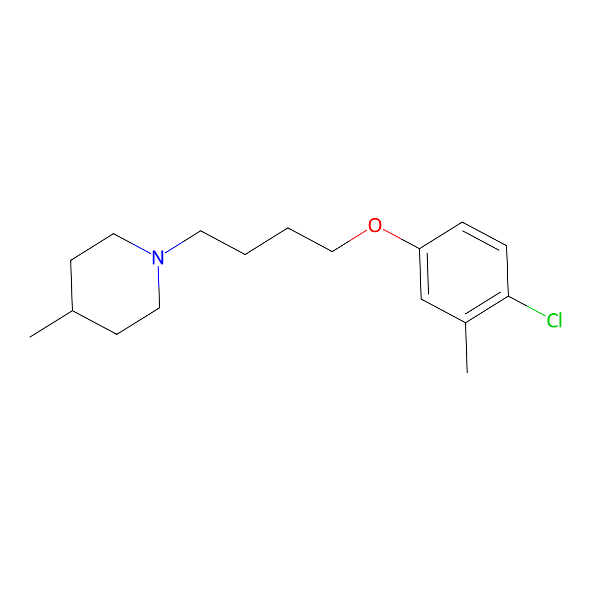 1-[4-(4-Chloro-3-methylphenoxy)butyl]-4-methylpiperidine molecular structure, CAS 401806-64-2