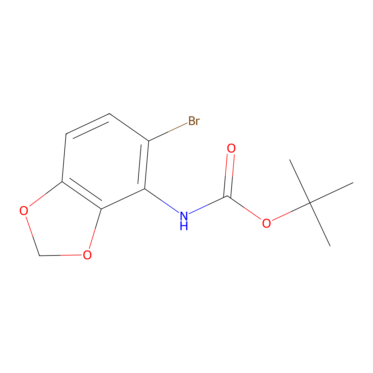 tert-Butyl (5-bromobenzo[d][1,3]dioxol-4-yl)carbamate molecular structure, CAS 401811-77-6