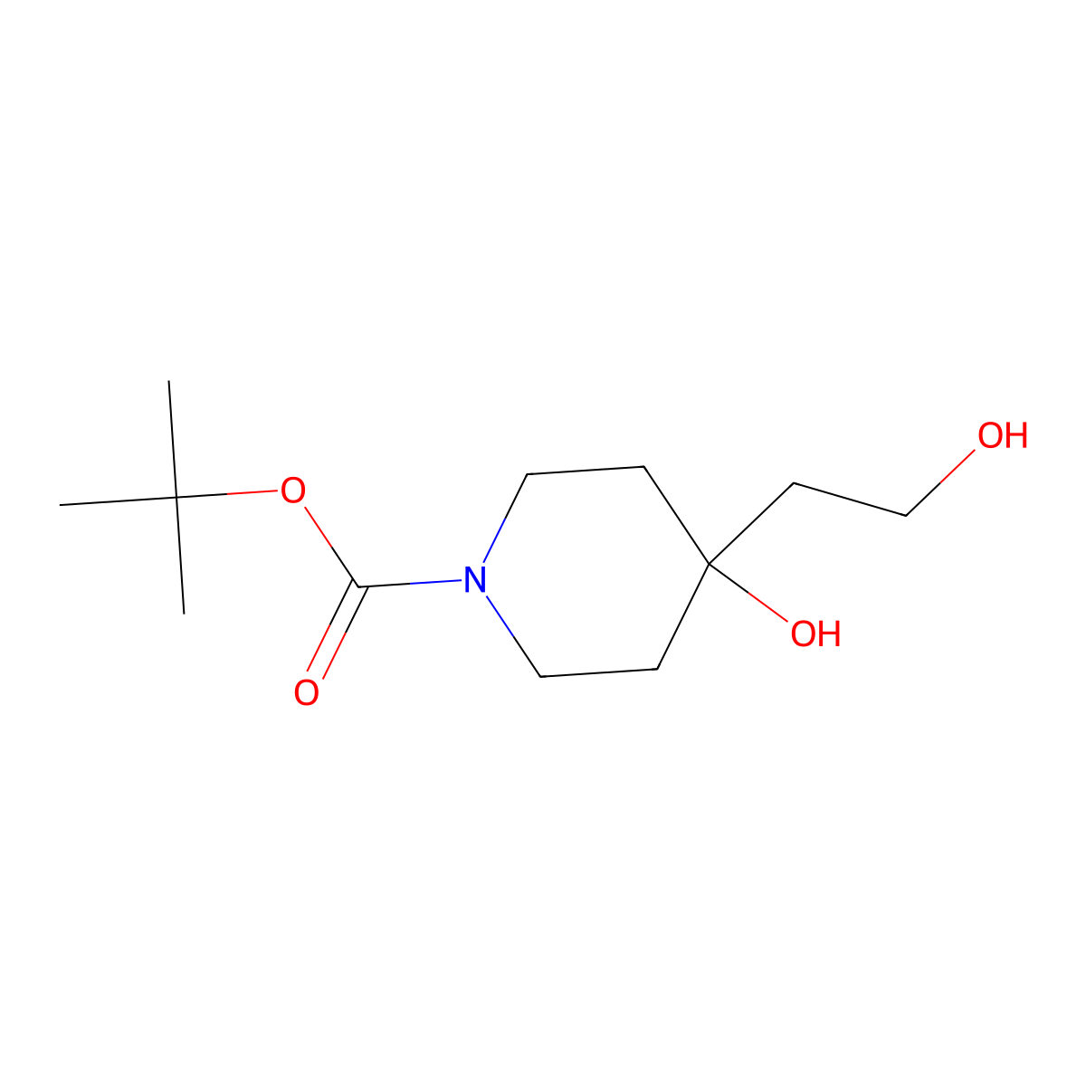 Tert-butyl 4-hydroxy-4-(2-hydroxyethyl)piperidine-1-carboxylate molecular structure, CAS 401811-98-1