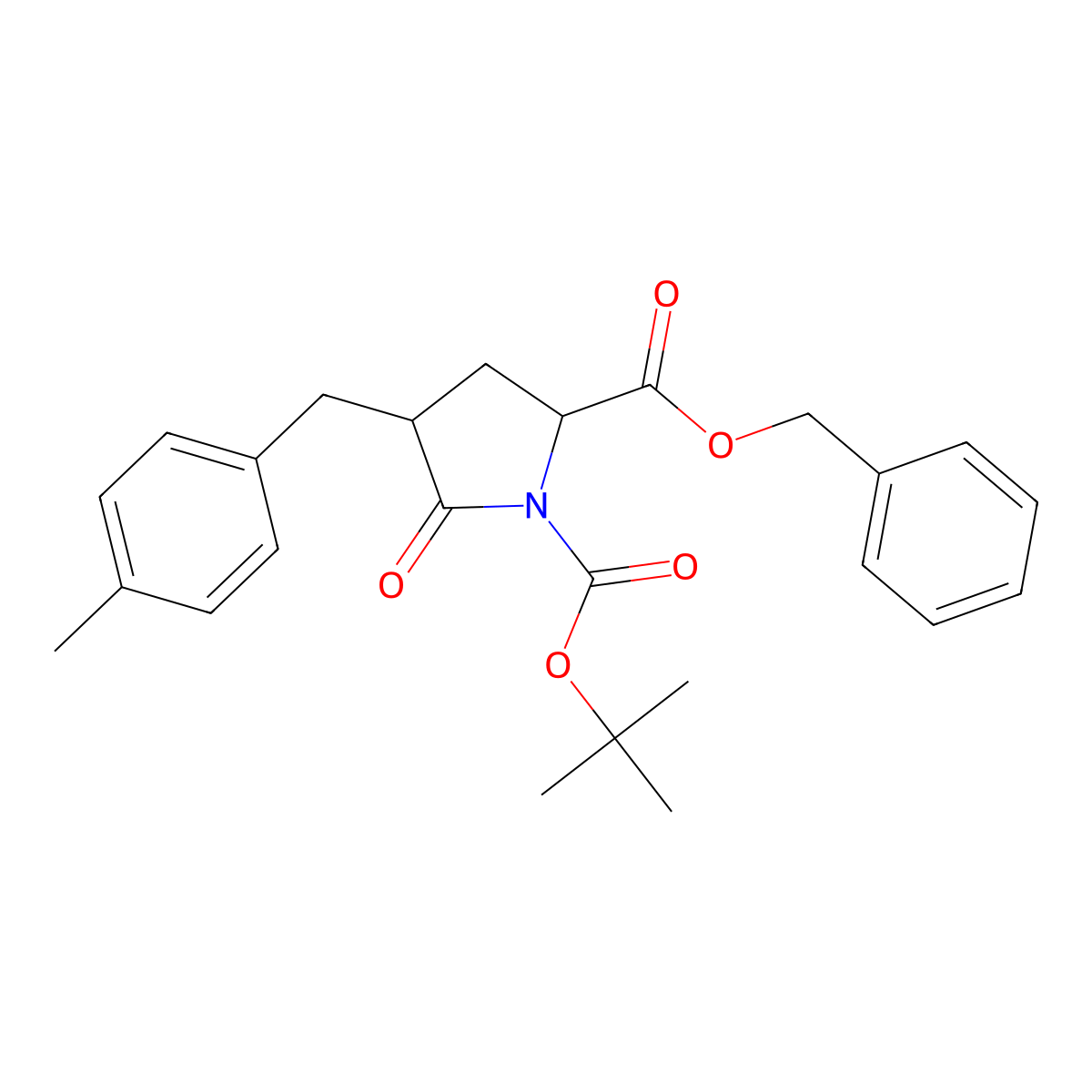 2-Benzyl 1-tert-butyl (2S,4R)-4-[(4-methylphenyl)methyl]-5-oxopyrrolidine-1,2-dicarboxylate molecular structure, CAS 401813-50-1