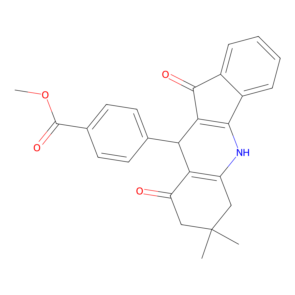 methyl 4-(7,7-dimethyl-9,11-dioxo-6,7,8,9,10,11-hexahydro-5H-indeno[1,2-b]quinolin-10-yl)benzoate molecular structure, CAS 401815-61-0