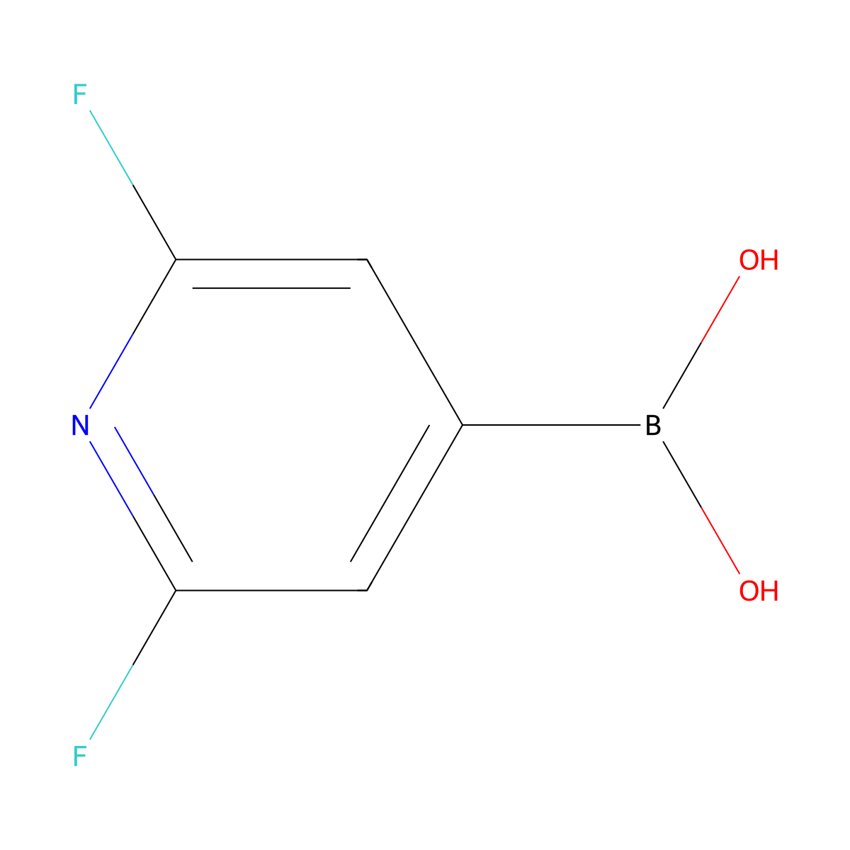 2,6-Difluoropyridine-4-boronic acid molecular structure, CAS 401816-16-8