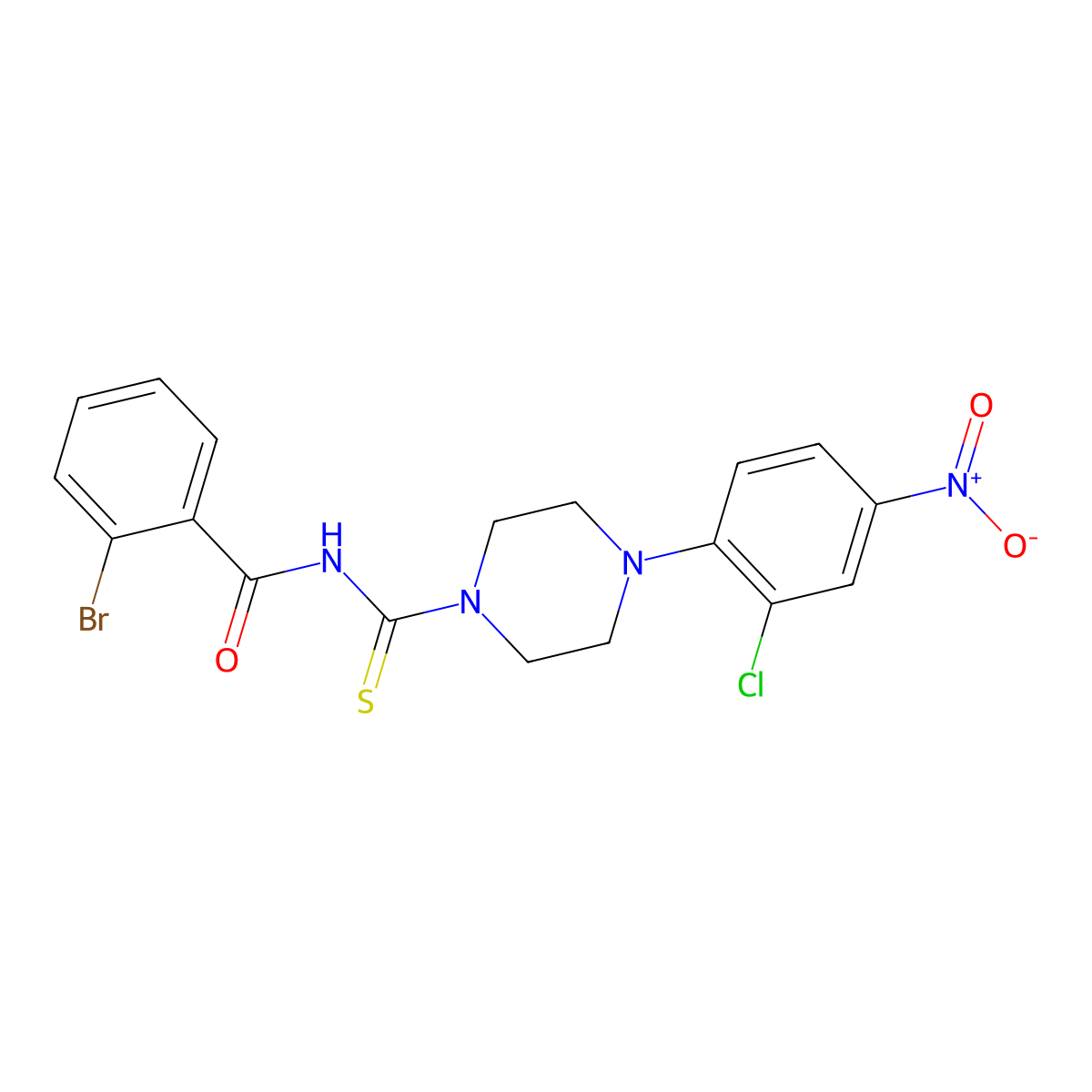 2-bromo-N-[4-(2-chloro-4-nitrophenyl)piperazine-1-carbothioyl]benzamide molecular structure, CAS 401820-44-8