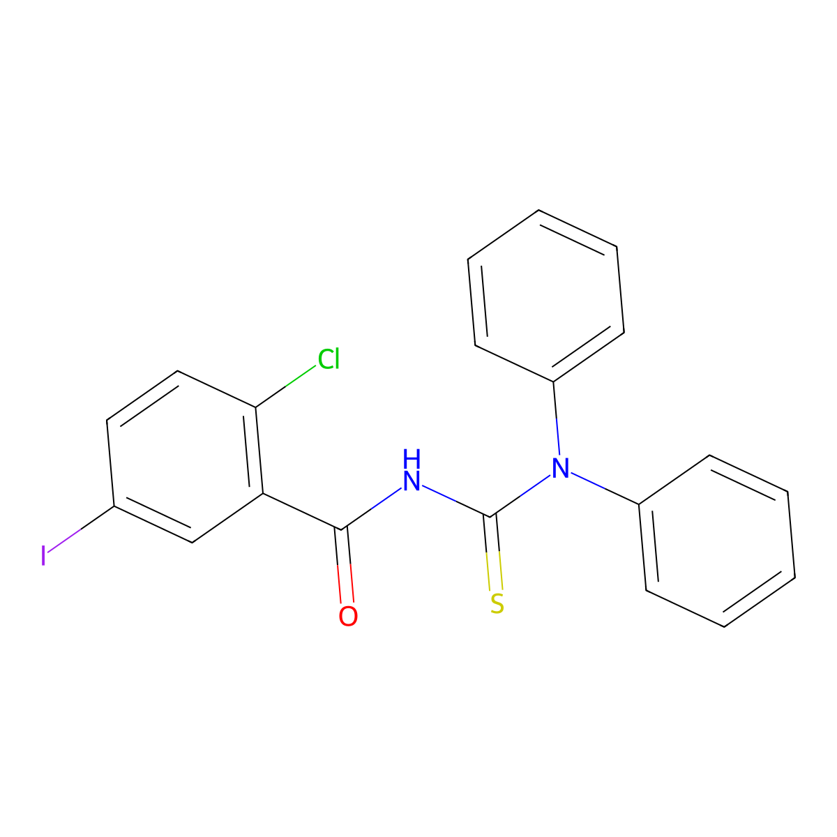 2-chloro-N-(diphenylcarbamothioyl)-5-iodobenzamide molecular structure, CAS 401820-53-9
