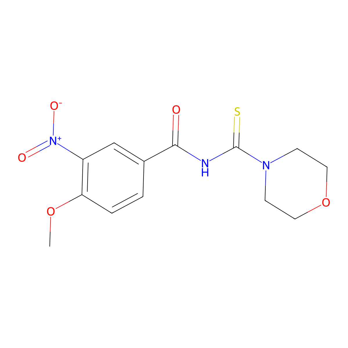 4-methoxy-N-(morpholin-4-ylcarbonothioyl)-3-nitrobenzamide molecular structure, CAS 401820-64-2