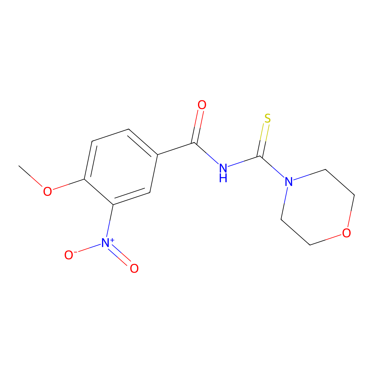 4-methoxy-N-(morpholin-4-ylcarbonothioyl)-3-nitrobenzamide molecular structure, CAS 401820-64-2