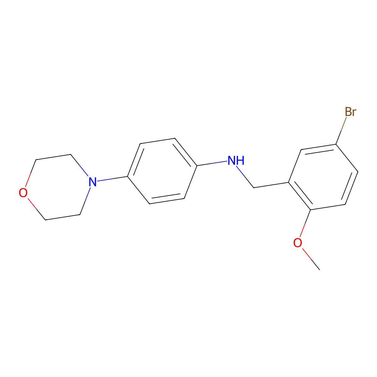 N-[(5-bromo-2-methoxyphenyl)methyl]-4-morpholin-4-ylaniline molecular structure, CAS 401821-76-9