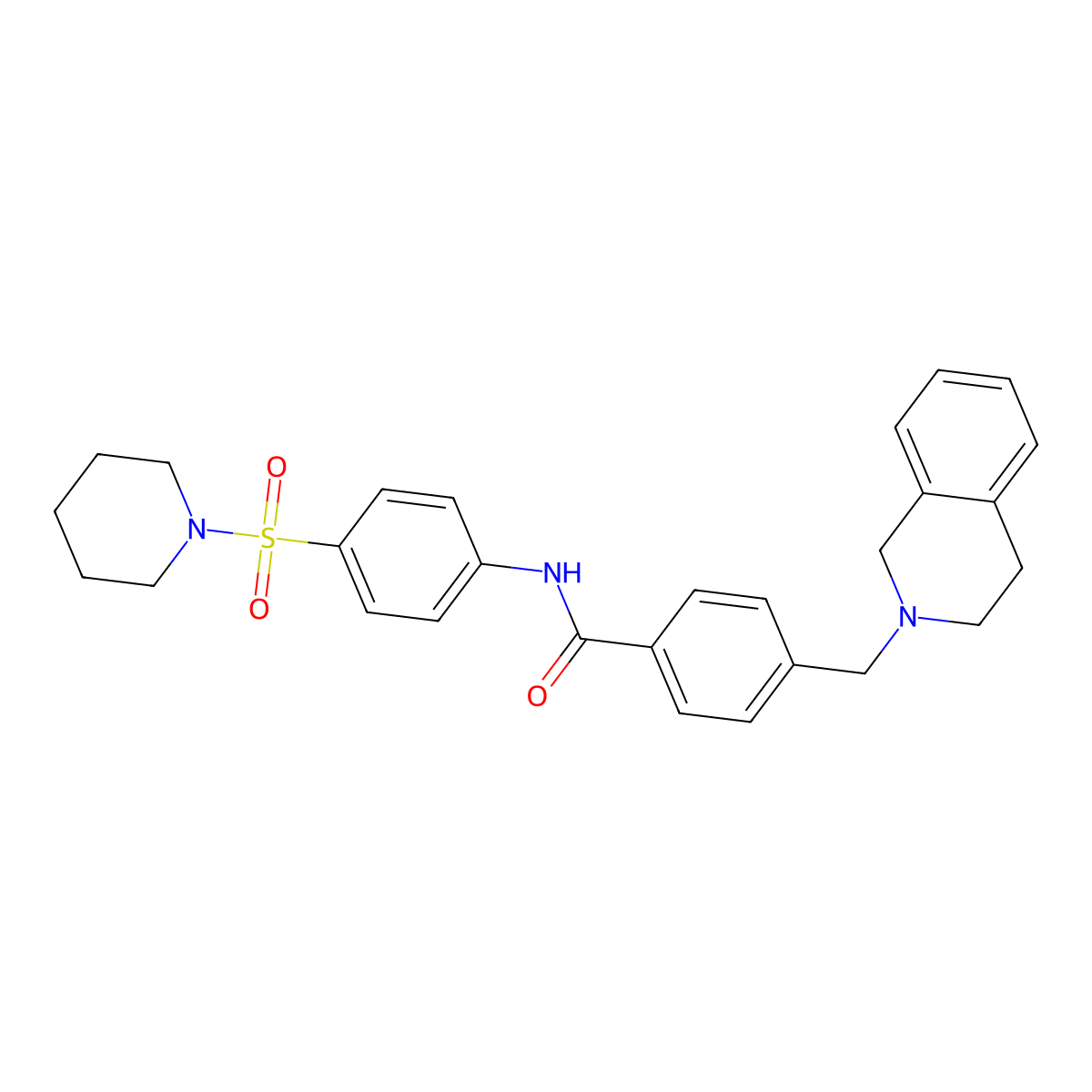 4-(3,4-dihydro-1H-isoquinolin-2-ylmethyl)-N-[4-(1-piperidinylsulfonyl)phenyl]benzamide molecular structure, CAS 401821-87-2