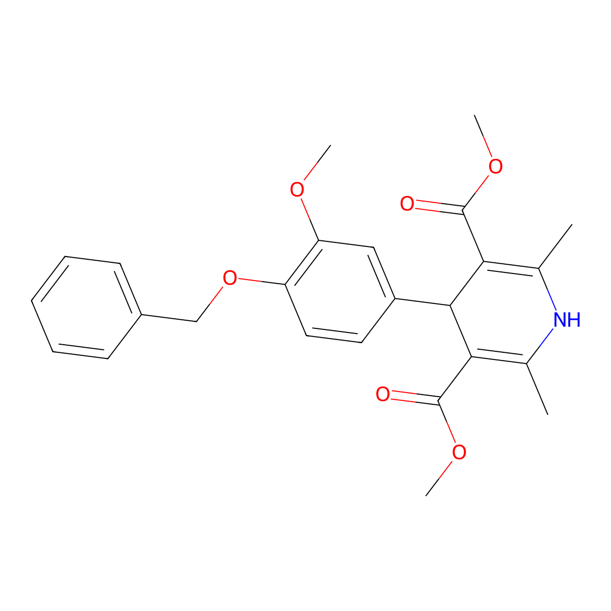 Dimethyl 4-[4-(benzyloxy)-3-methoxyphenyl]-2,6-dimethyl-1,4-dihydropyridine-3,5-dicarboxylate molecular structure, CAS 401821-96-3