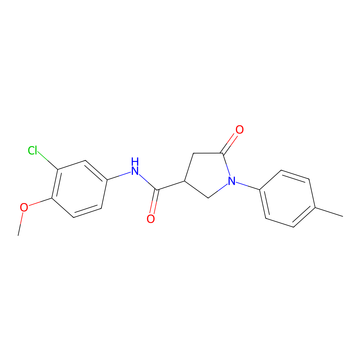 N-(3-chloro-4-methoxyphenyl)-1-(4-methylphenyl)-5-oxopyrrolidine-3-carboxamide molecular structure, CAS 401822-04-6
