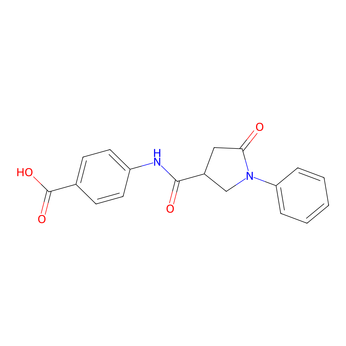 4-{[(5-Oxo-1-phenylpyrrolidin-3-yl)carbonyl]amino}benzoic acid molecular structure, CAS 401822-11-5
