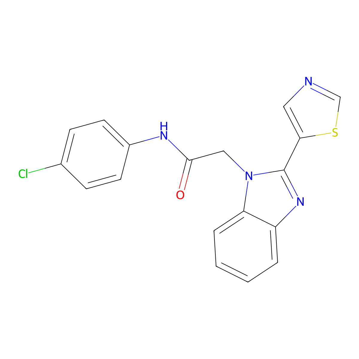 N-(4-Chlorophenyl)-2-[2-(1,3-thiazol-5-yl)-1H-benzimidazol-1-yl]acetamide molecular structure, CAS 401822-29-5
