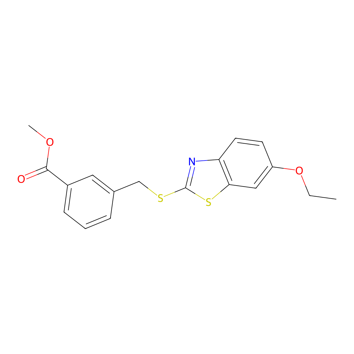 Methyl 3-[(6-ethoxy-1,3-benzothiazol-2-yl)sulfanylmethyl]benzoate molecular structure, CAS 401822-62-6