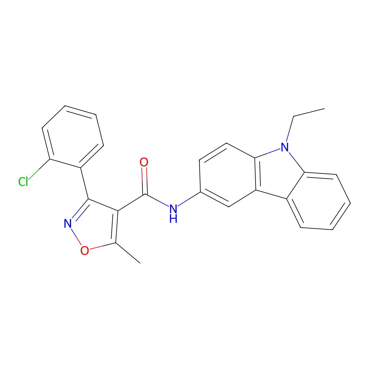 3-(2-chlorophenyl)-N-(9-ethyl-9H-carbazol-3-yl)-5-methyl-1,2-oxazole-4-carboxamide molecular structure, CAS 401823-46-9