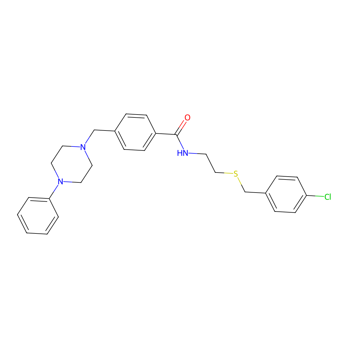N-[2-[(4-chlorophenyl)methylsulfanyl]ethyl]-4-[(4-phenylpiperazin-1-yl)methyl]benzamide molecular structure, CAS 401823-75-4