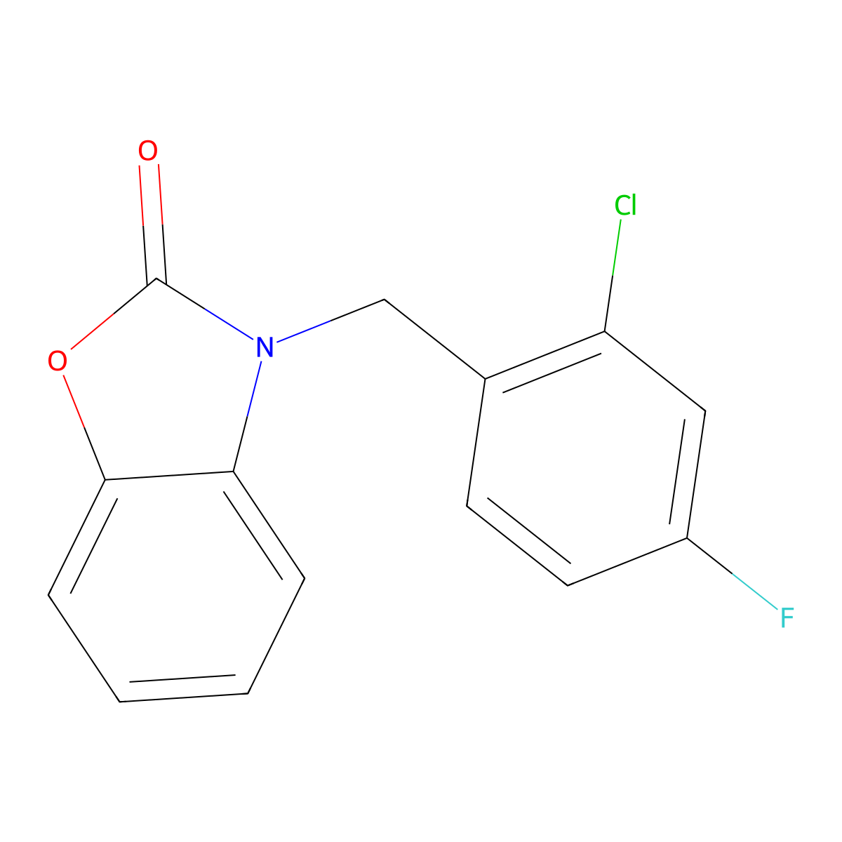 3-(2-Chloro-4-fluorobenzyl)-1,3-benzoxazol-2(3H)-one molecular structure, CAS 401824-02-0