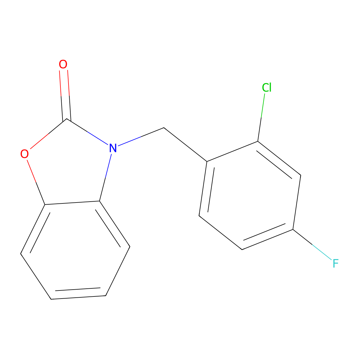 3-(2-Chloro-4-fluorobenzyl)-1,3-benzoxazol-2(3H)-one molecular structure, CAS 401824-02-0