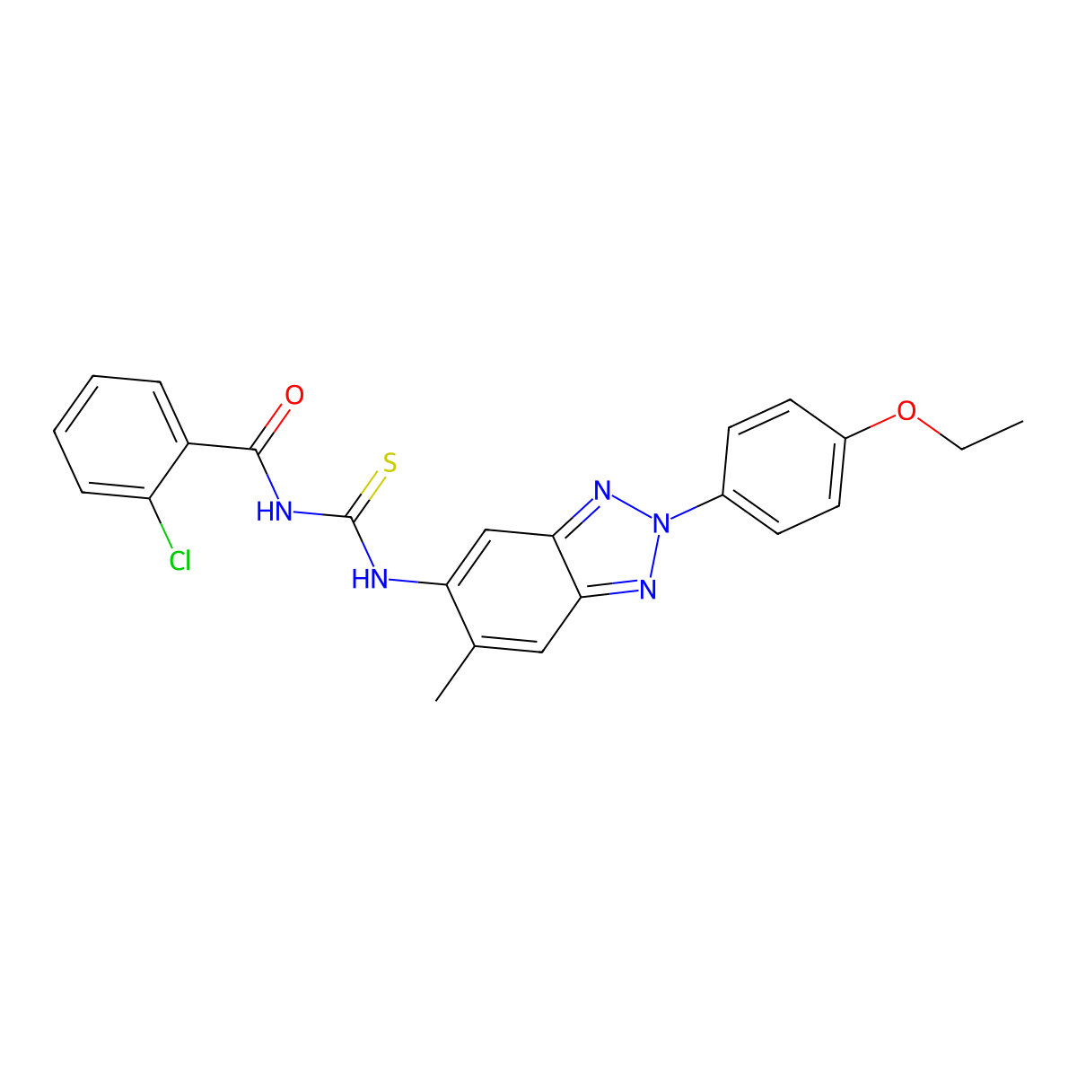 2-chloro-N-[[2-(4-ethoxyphenyl)-6-methylbenzotriazol-5-yl]carbamothioyl]benzamide molecular structure, CAS 401826-95-7