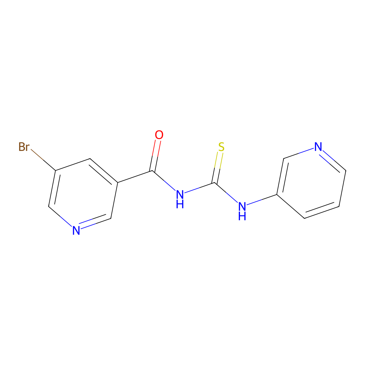 5-bromo-N-(pyridin-3-ylcarbamothioyl)pyridine-3-carboxamide molecular structure, CAS 401827-50-7