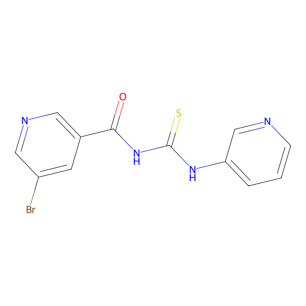 5-bromo-N-(pyridin-3-ylcarbamothioyl)pyridine-3-carboxamide molecular structure, CAS 401827-50-7