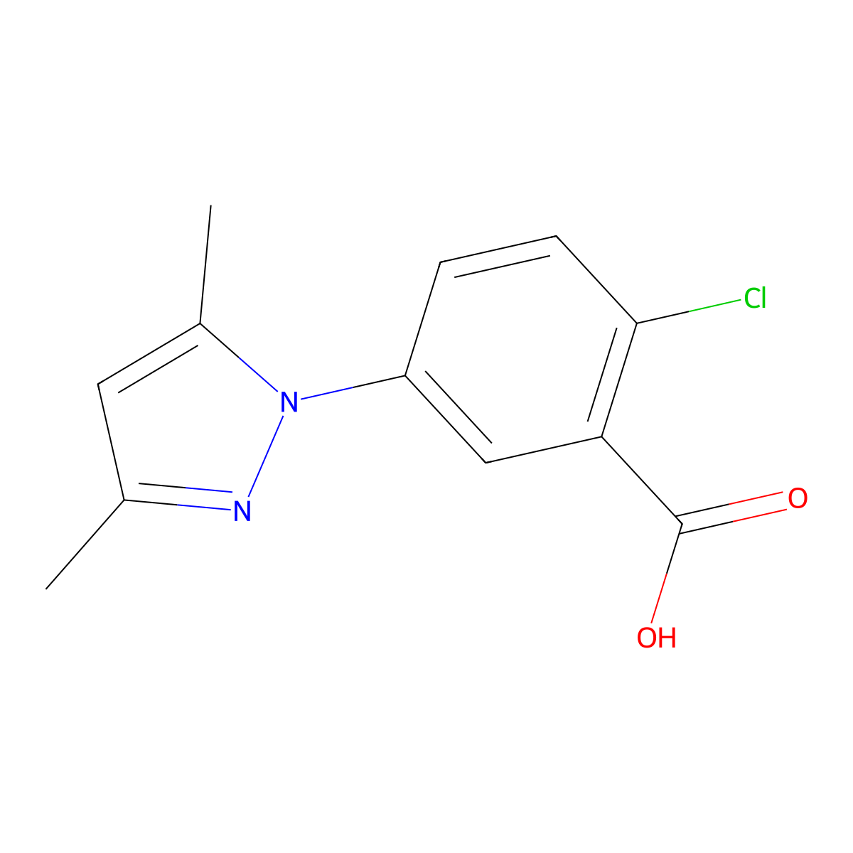 2-chloro-5-(3,5-dimethyl-1H-pyrazol-1-yl)benzoic acid molecular structure, CAS 401827-60-9