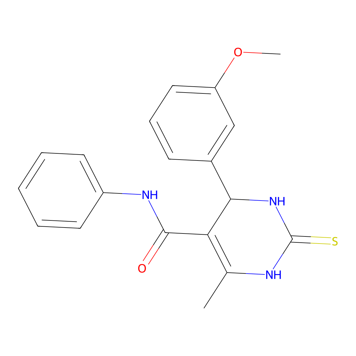 4-(3-methoxyphenyl)-6-methyl-N-phenyl-2-thioxo-1,2,3,4-tetrahydropyrimidine-5-carboxamide molecular structure, CAS 401827-80-3