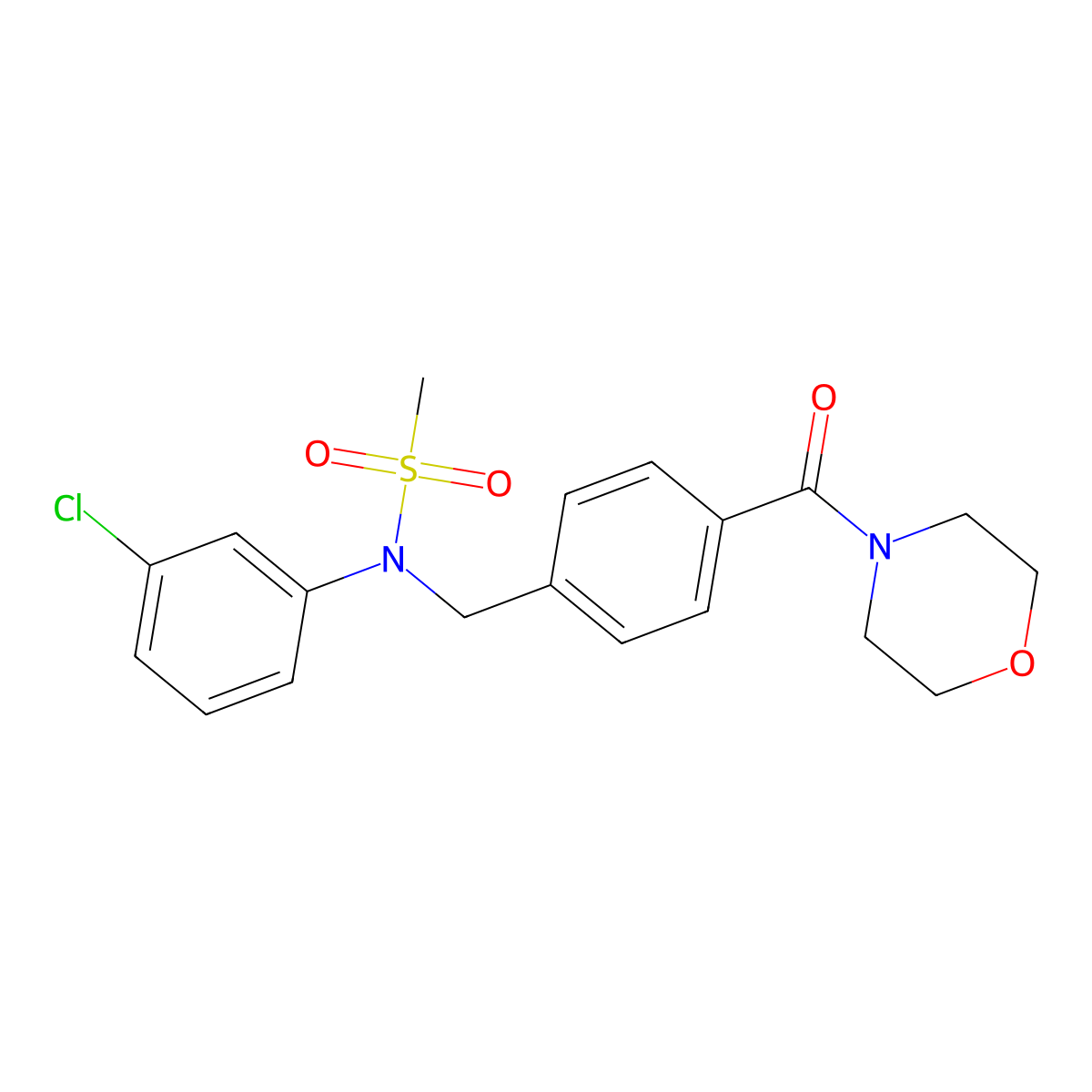 N-(3-chlorophenyl)-N-[[4-(morpholine-4-carbonyl)phenyl]methyl]methanesulfonamide molecular structure, CAS 401831-49-0