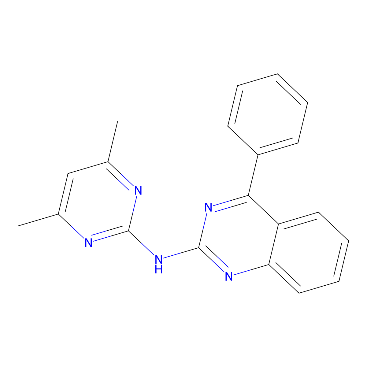 N-(4,6-dimethylpyrimidin-2-yl)-4-phenylquinazolin-2-amine molecular structure, CAS 401845-81-6