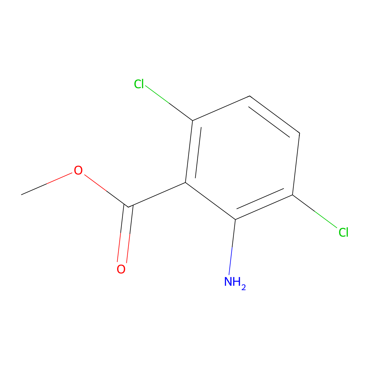 Methyl 2-amino-3,6-dichlorobenzoate molecular structure, CAS 40188-85-0