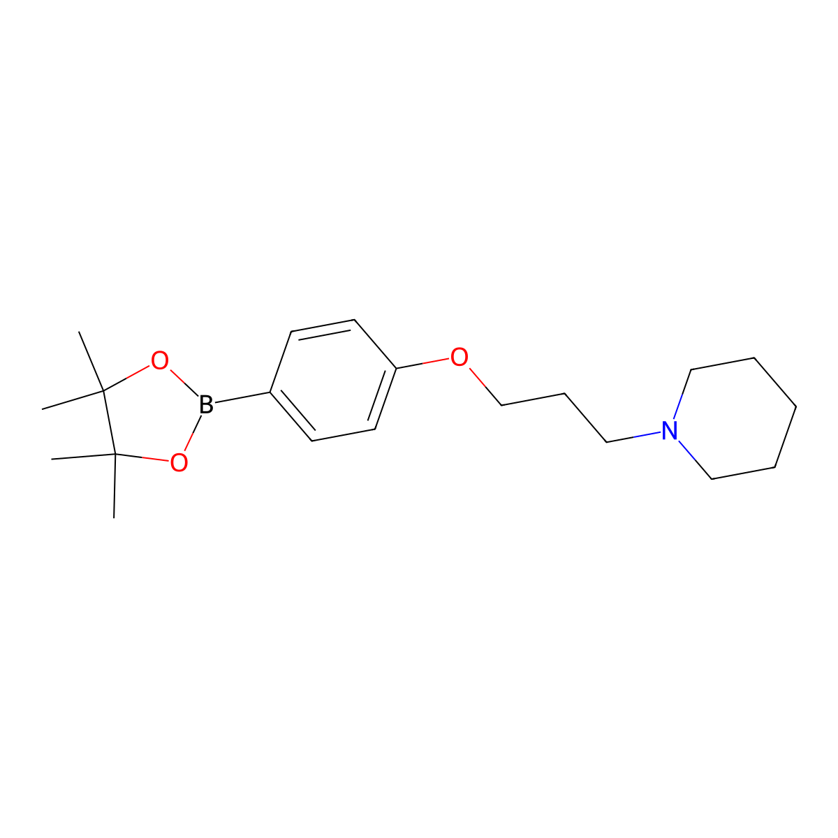 1-(3-(4-(4,4,5,5-Tetramethyl-1,3,2-dioxaborolan-2-yl)phenoxy)propyl)piperidine molecular structure, CAS 401895-68-9