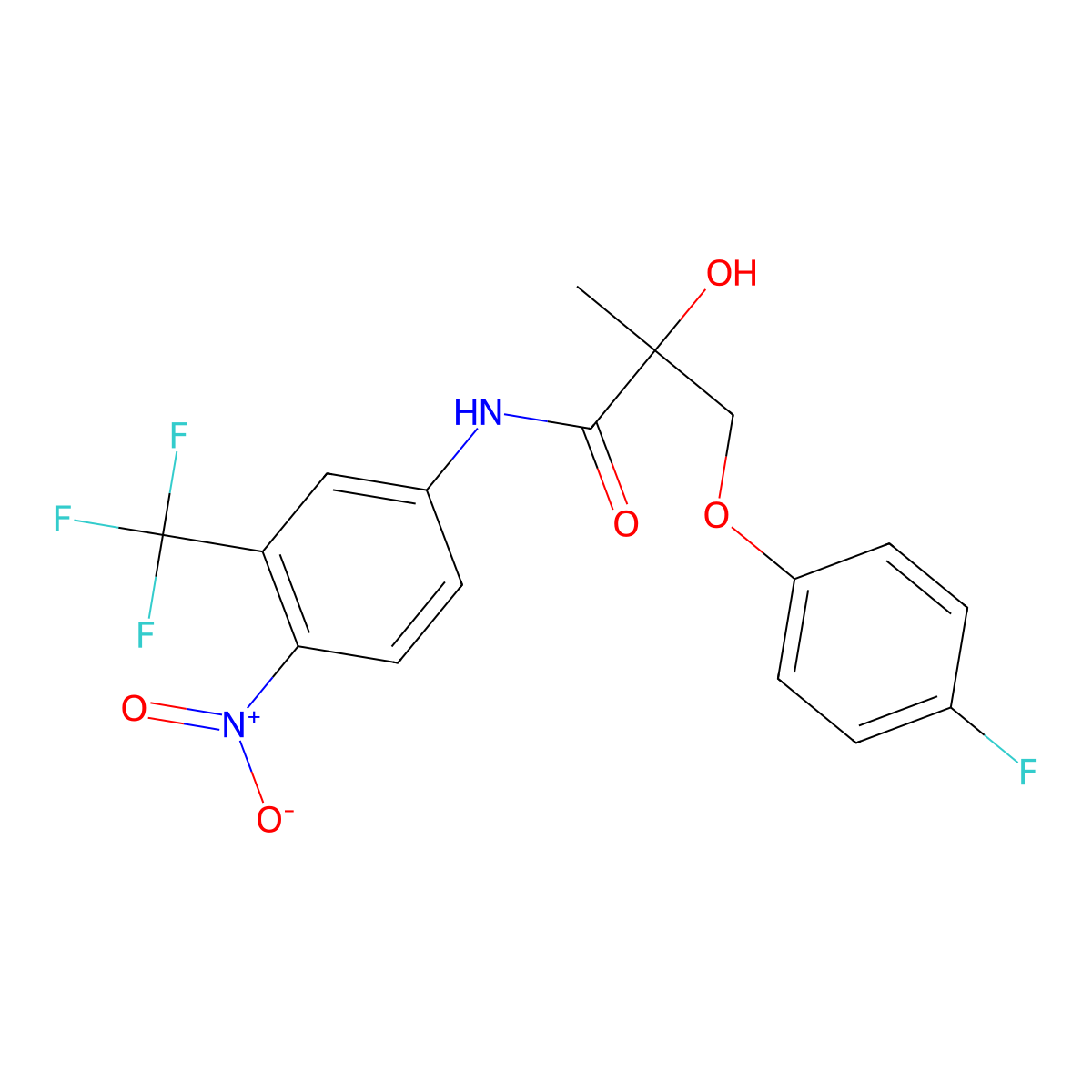 S-3-(4-Fluorophenoxy)-2-hydroxy-2-methyl-N-(4-nitro-3-(trifluoromethyl)phenyl)propanamide molecular structure, CAS 401900-41-2