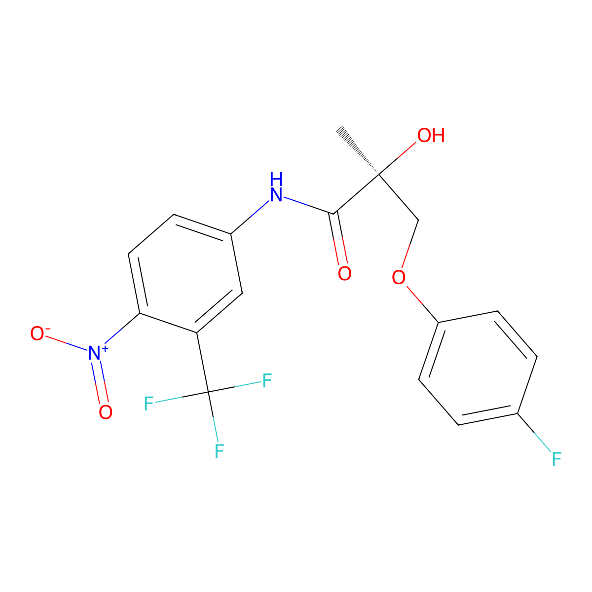 S-3-(4-Fluorophenoxy)-2-hydroxy-2-methyl-N-(4-nitro-3-(trifluoromethyl)phenyl)propanamide molecular structure, CAS 401900-41-2