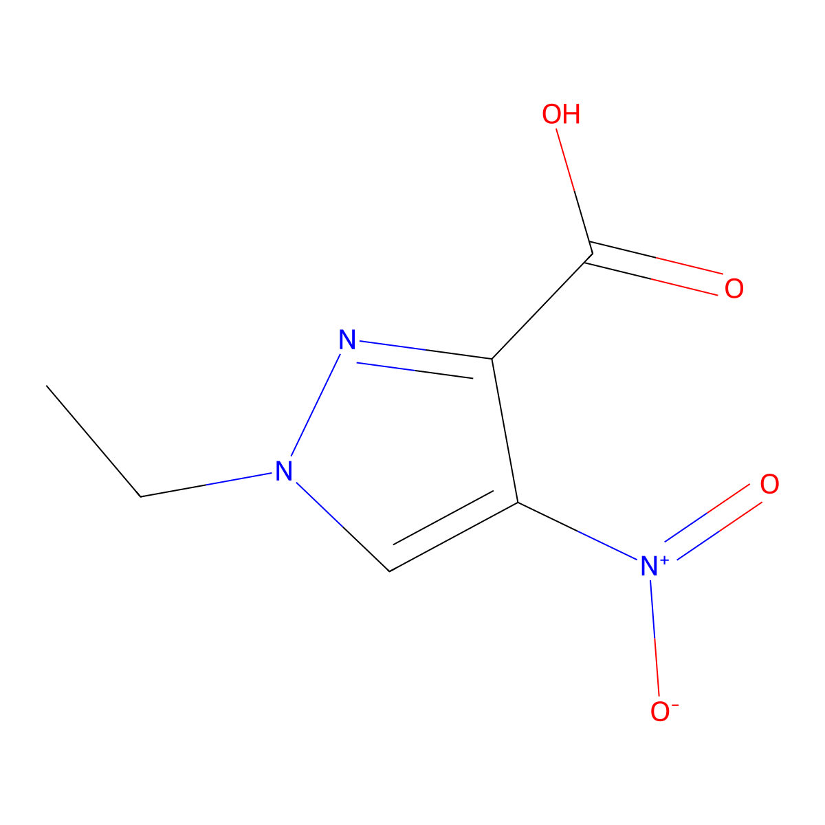 1-ethyl-4-nitro-1H-pyrazole-3-carboxylic acid molecular structure, CAS 401906-11-4
