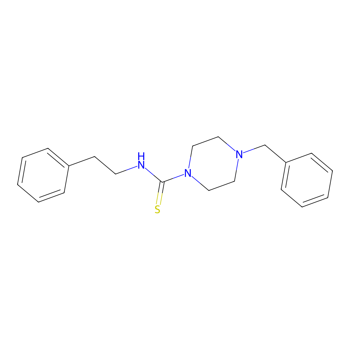 4-benzyl-N-(2-phenylethyl)-1-piperazinecarbothioamide molecular structure, CAS 401908-50-7