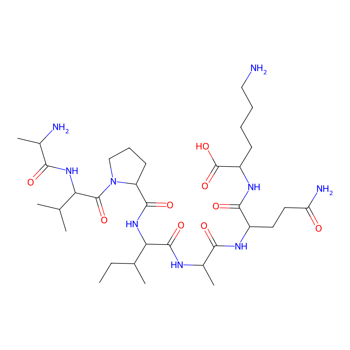 L-Lysine, L-alanyl-L-valyl-L-prolyl-L-isoleucyl-L-alanyl-L-glutaminyl- molecular structure, CAS 401913-57-3