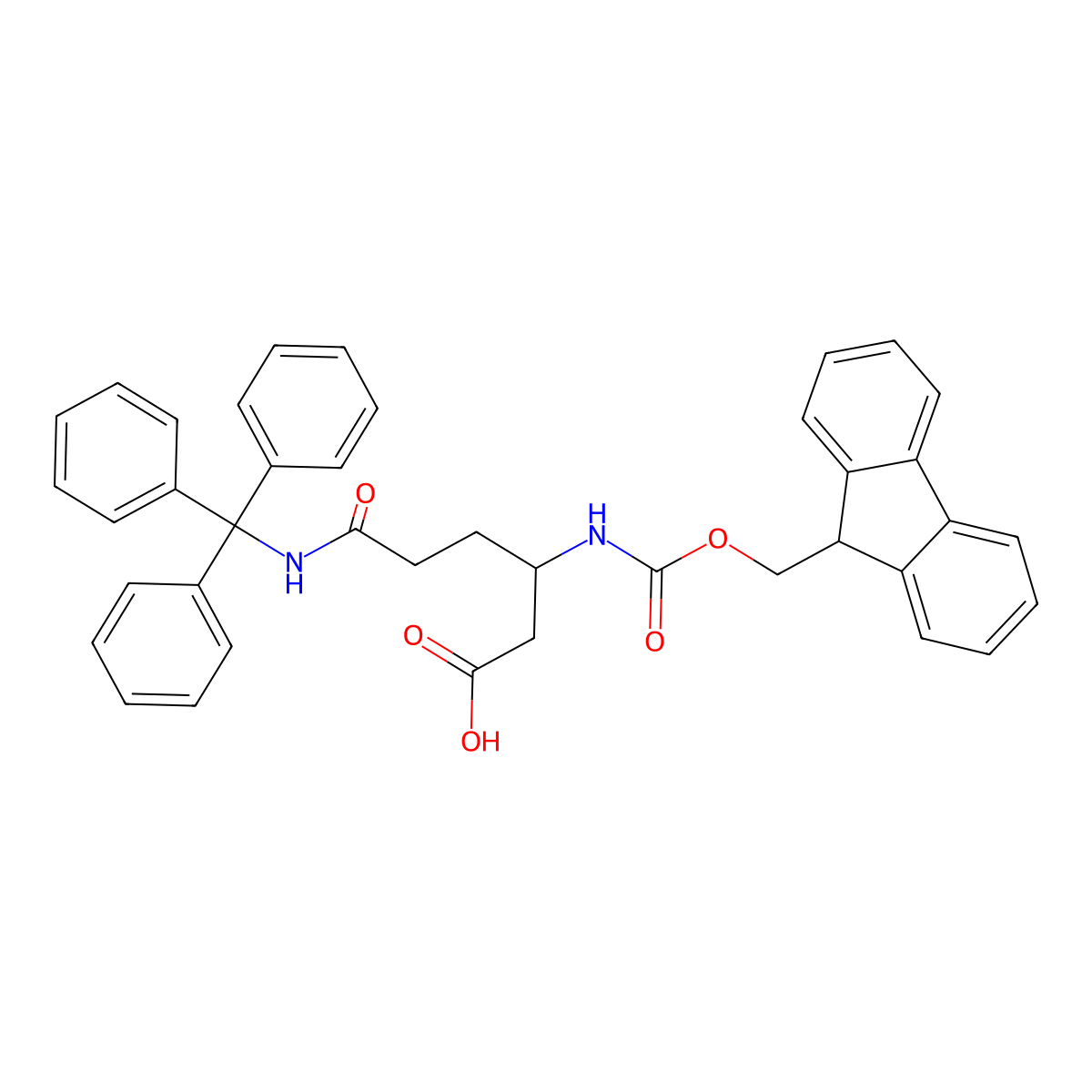 (S)-3-((((9H-Fluoren-9-yl)methoxy)carbonyl)amino)-6-oxo-6-(tritylamino)hexanoic acid molecular structure, CAS 401915-55-7