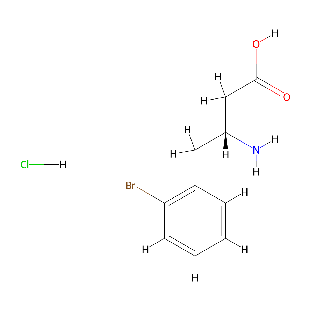 (3R)-3-amino-4-(2-bromophenyl)butanoic acid hydrochloride molecular structure, CAS 401915-60-4