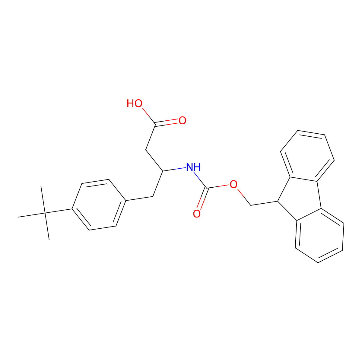 (R)-3-((((9H-Fluoren-9-yl)methoxy)carbonyl)amino)-4-(4-(tert-butyl)phenyl)butanoic acid molecular structure, CAS 401916-49-2