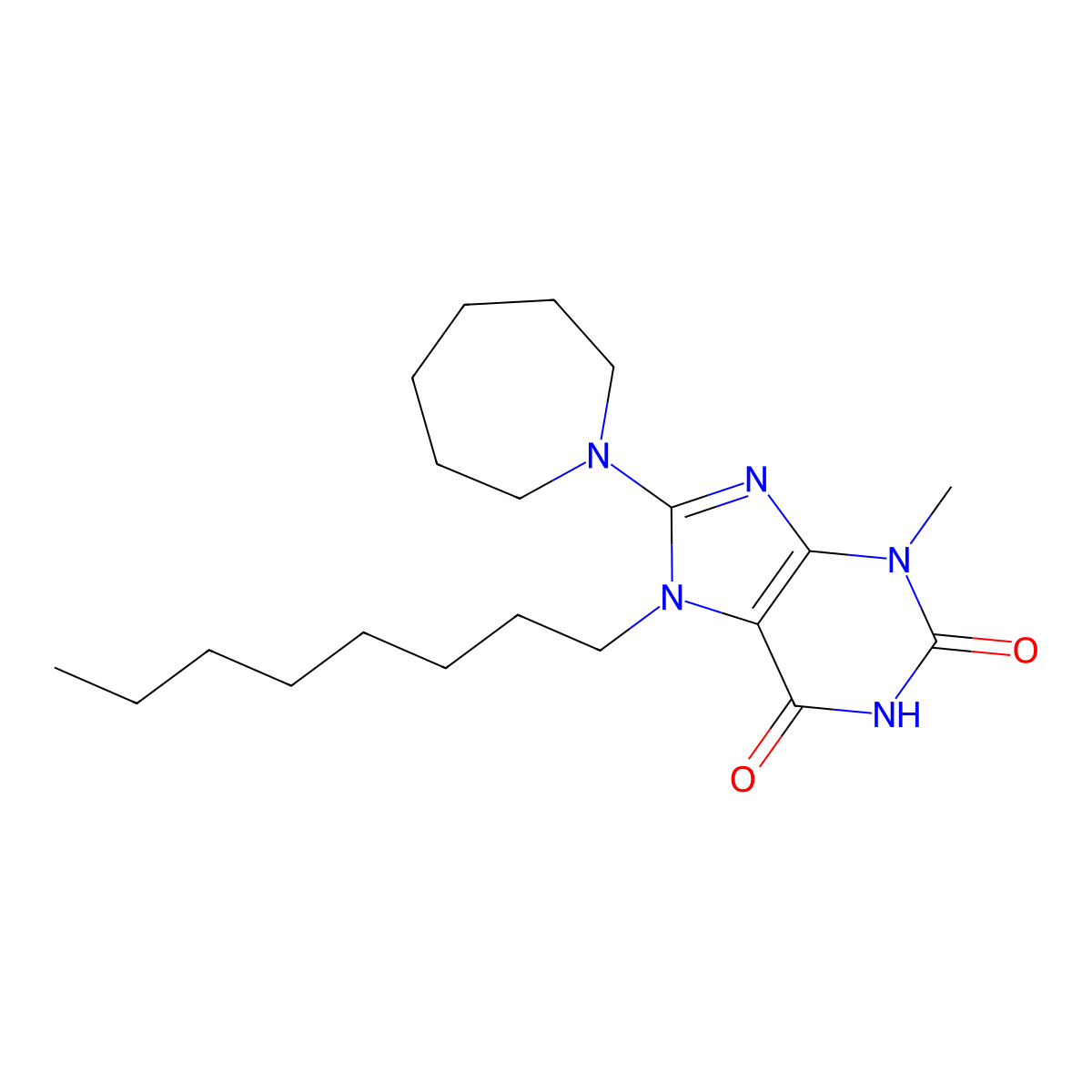 8-(Azepan-1-yl)-3-methyl-7-octylpurine-2,6-dione molecular structure, CAS 401920-01-2
