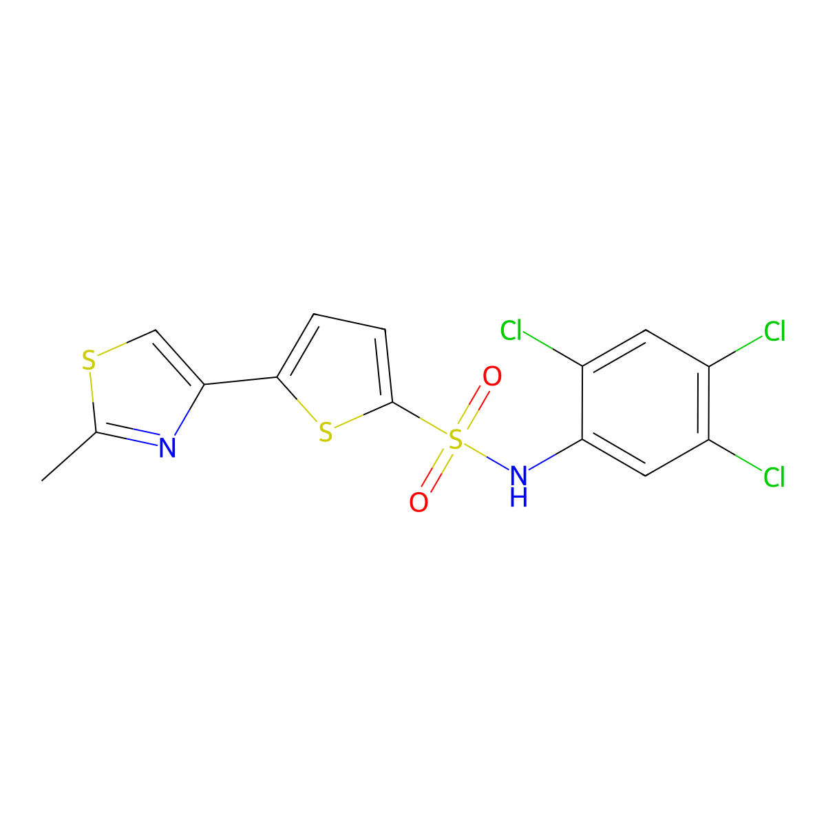 5-(2-methyl-1,3-thiazol-4-yl)-N-(2,4,5-trichlorophenyl)thiophene-2-sulfonamide molecular structure, CAS 401930-08-3