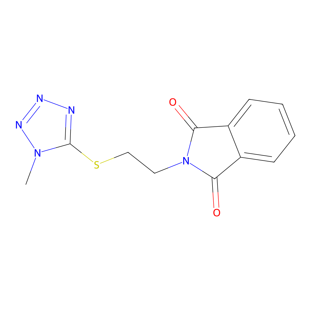 2-(2-((1-Methyl-1H-tetrazol-5-yl)thio)ethyl)isoindoline-1,3-dione molecular structure, CAS 401936-27-4