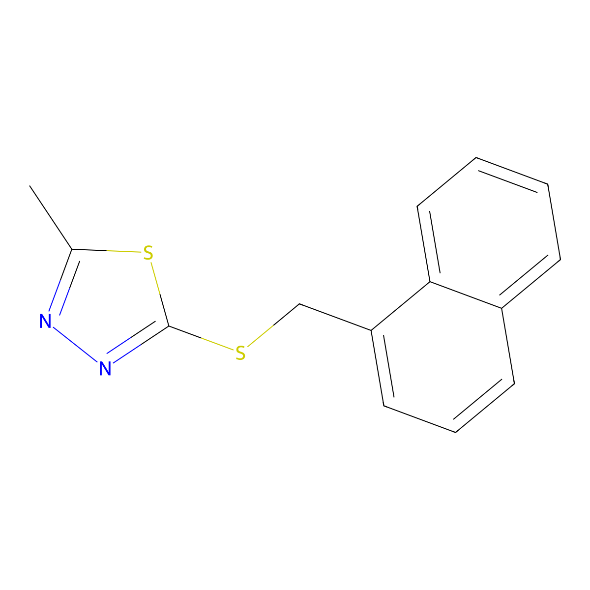 2-Methyl-5-(naphthalen-1-ylmethylsulfanyl)-1,3,4-thiadiazole molecular structure, CAS 401937-52-8