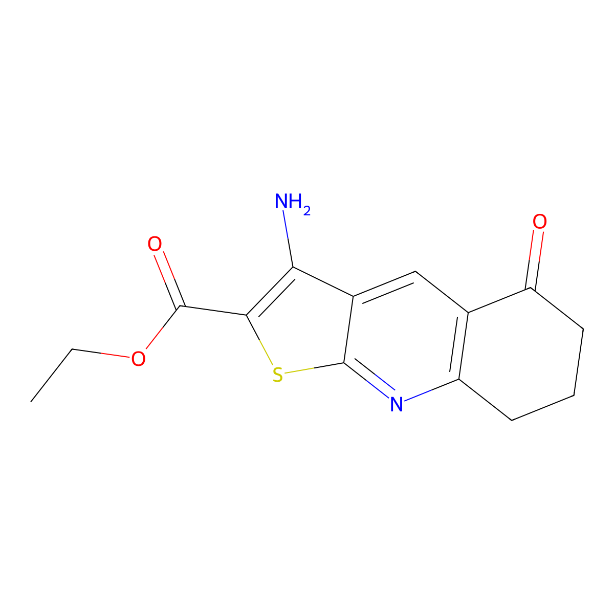 Ethyl 3-amino-5-oxo-5,6,7,8-tetrahydrothieno[2,3-b]quinoline-2-carboxylate molecular structure, CAS 401937-63-1