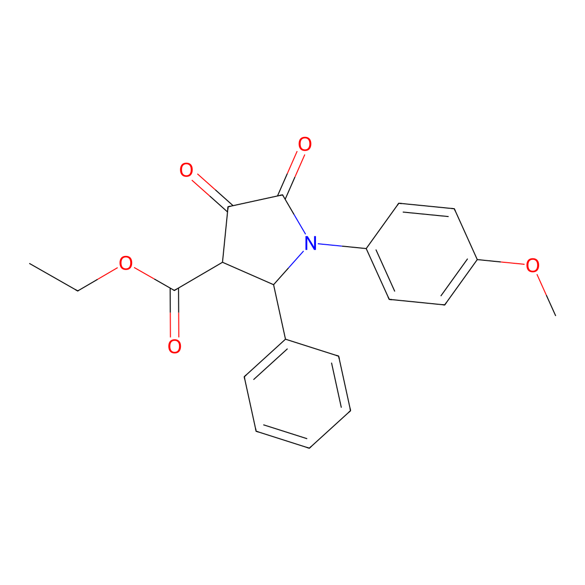 Ethyl 1-(4-methoxyphenyl)-4,5-dioxo-2-phenylpyrrolidine-3-carboxylate molecular structure, CAS 401941-23-9