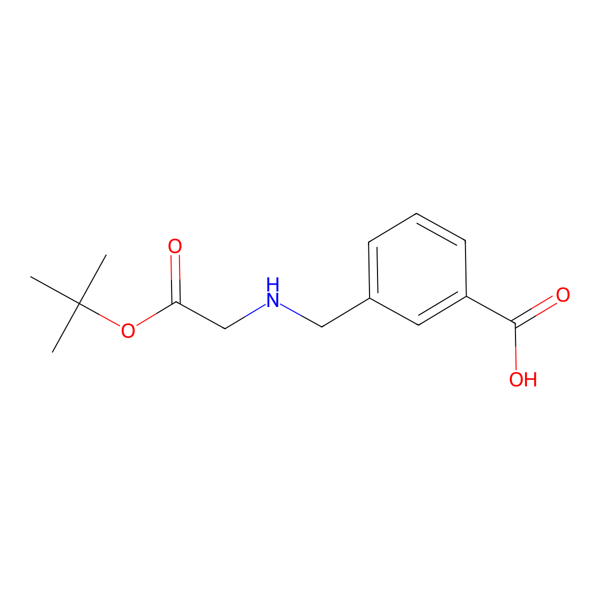 3-(((2-(tert-Butoxy)-2-oxoethyl)amino)methyl)benzoic acid molecular structure, CAS 401947-83-9