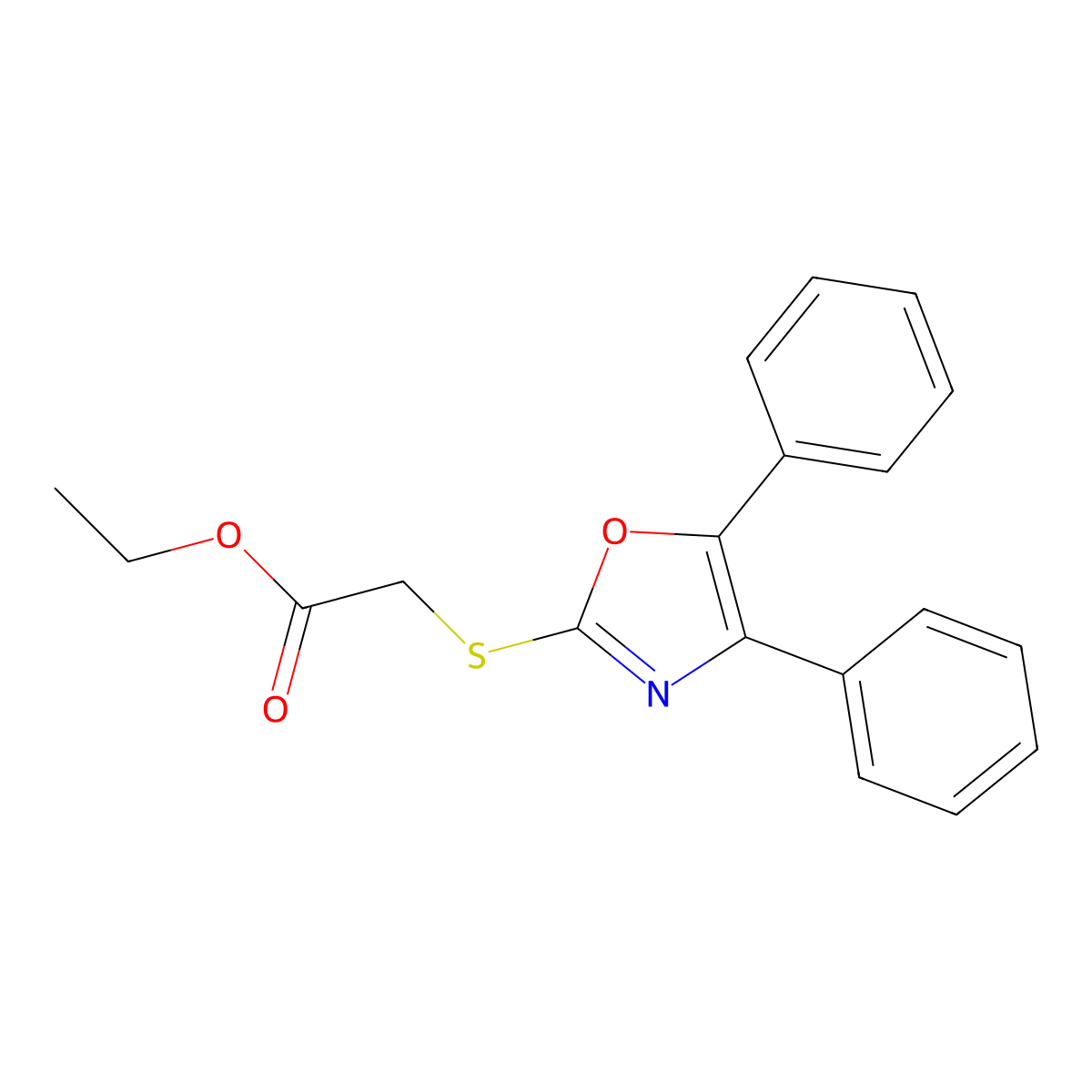 Ethyl [(4,5-diphenyl-1,3-oxazol-2-yl)thio]acetate molecular structure, CAS 40198-28-5