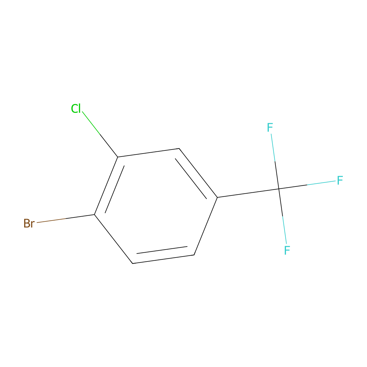 1-Bromo-2-chloro-4-(trifluoromethyl)benzene molecular structure, CAS 402-04-0