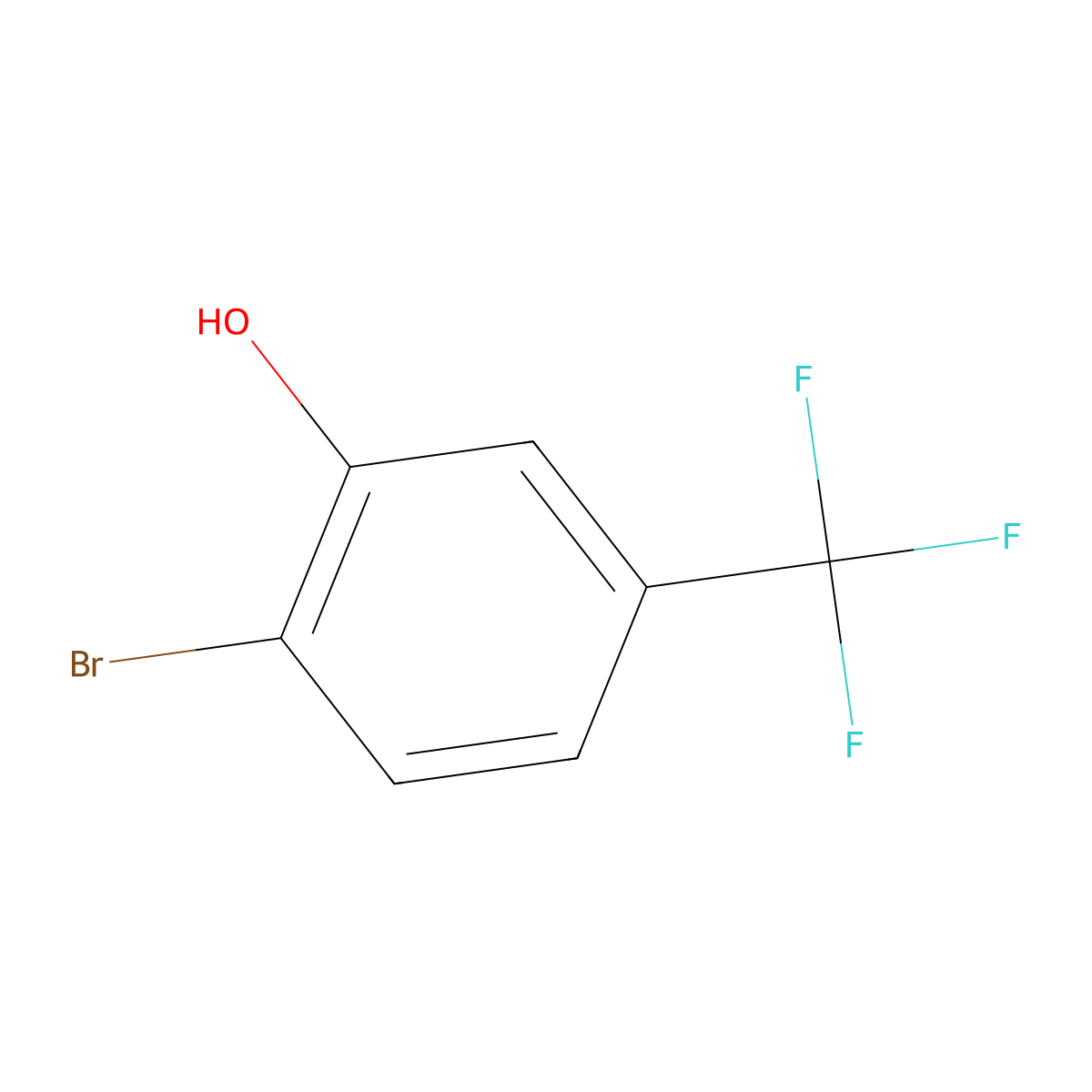 2-Bromo-5-(trifluoromethyl)phenol molecular structure, CAS 402-05-1