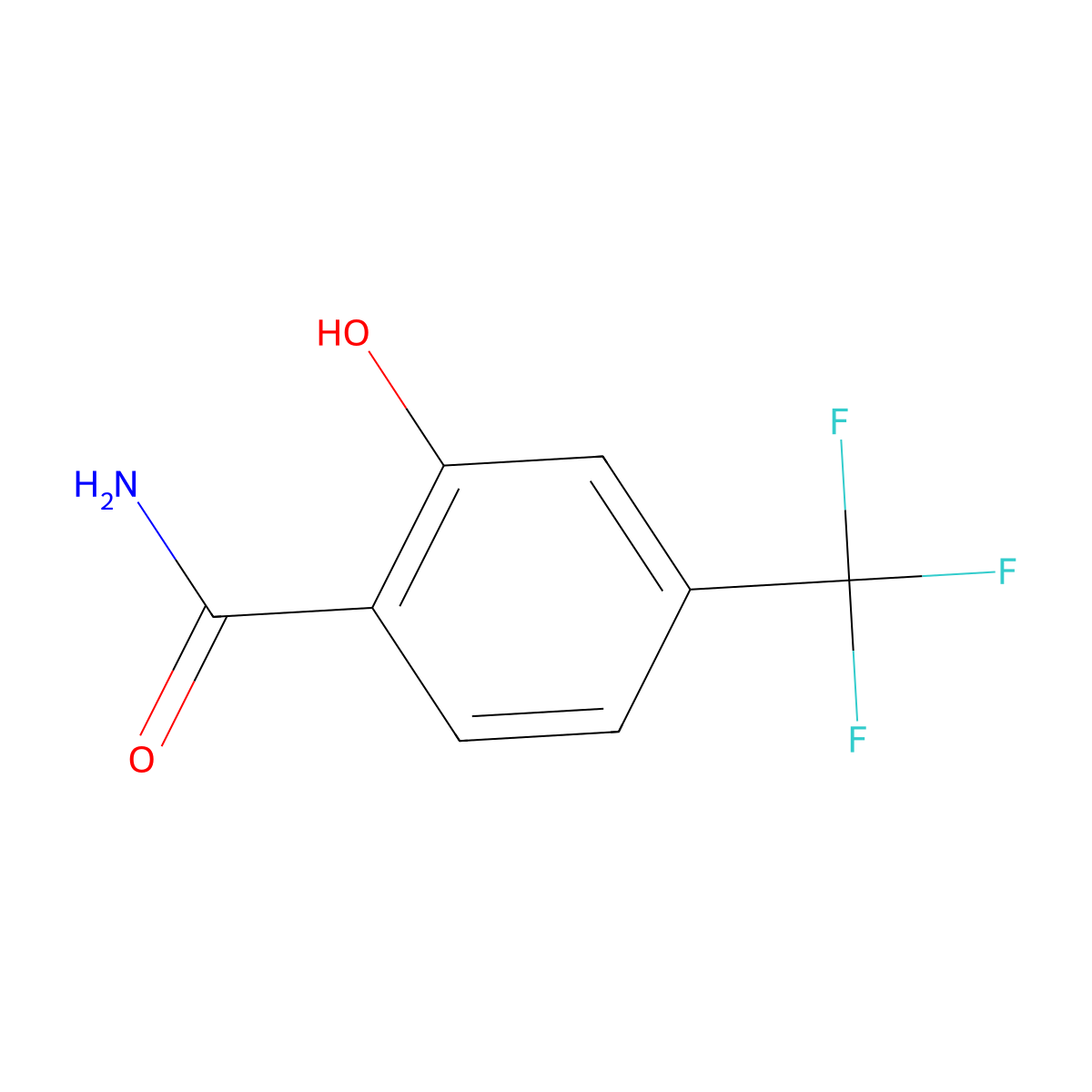 2-Hydroxy-4-(trifluoromethyl)benzamide molecular structure, CAS 402-15-3