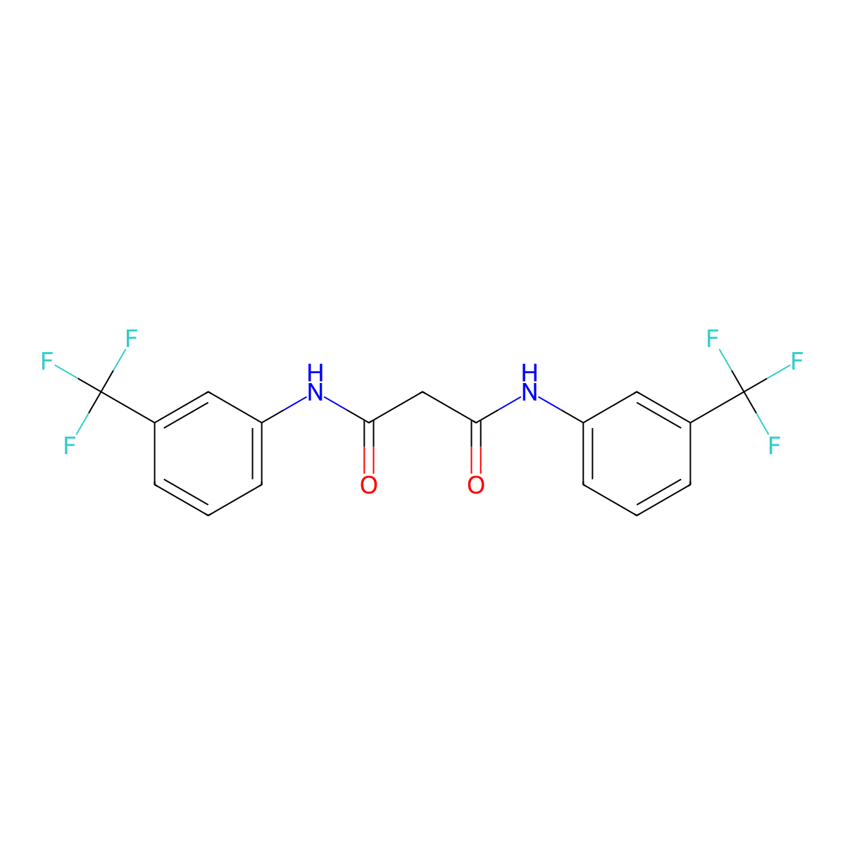 N,N'-Bis-(3-trifluoromethyl-phenyl)-malonamide molecular structure, CAS 402-21-1